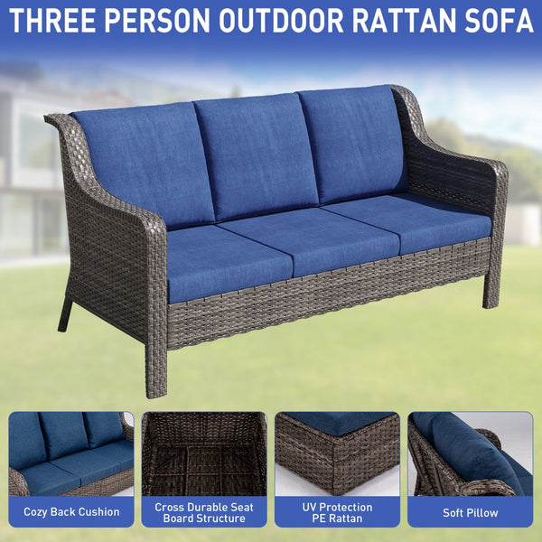 English Elm Jb Five Piece Outdoor Wicker Set with Swivel Chairs Footstools and Resort Style Seating W5382S00011