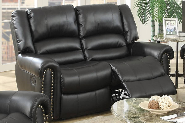 English Elm Modern Bonded Leather Sofa and Loveseat Set with Tufting and Nailhead Trim Detail B011S02387