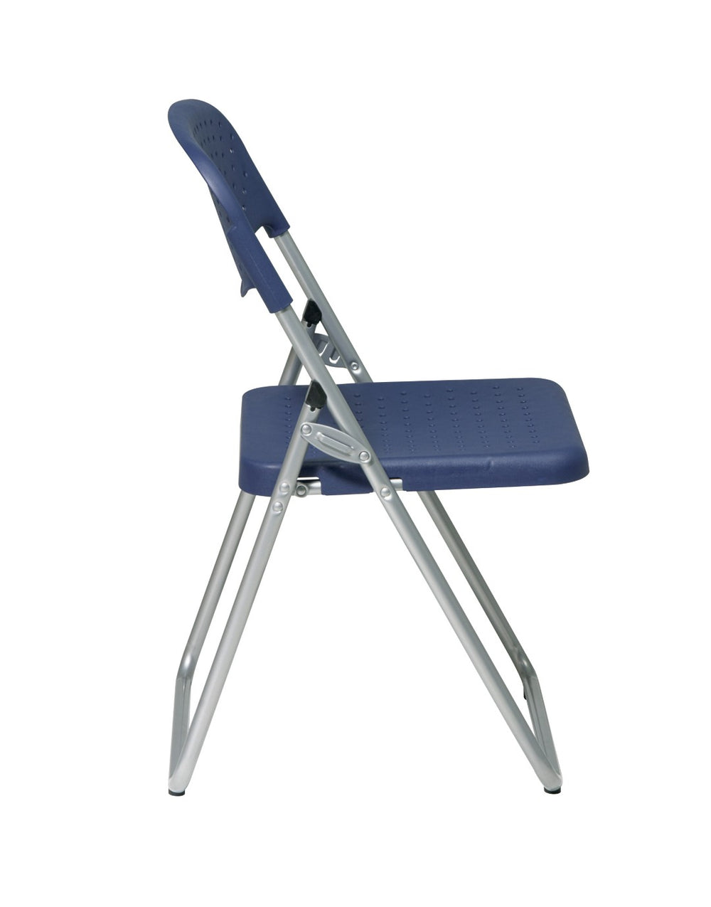 OSP Home Furnishings Folding Chair with Ventilated Contoured Seat Steel Frame for Events and Meetings Blue FC8000NS-7