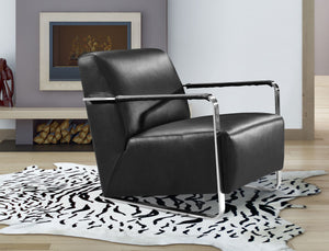 Homeroots Modern Black Leather And Chrome Accent Chair   282519