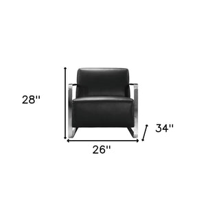 Homeroots Modern Black Leather And Chrome Accent Chair   282519