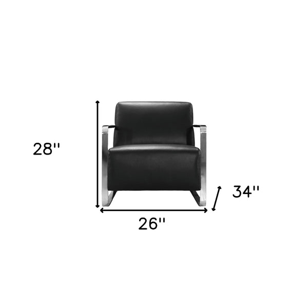 Homeroots Modern Black Leather And Chrome Accent Chair   282519