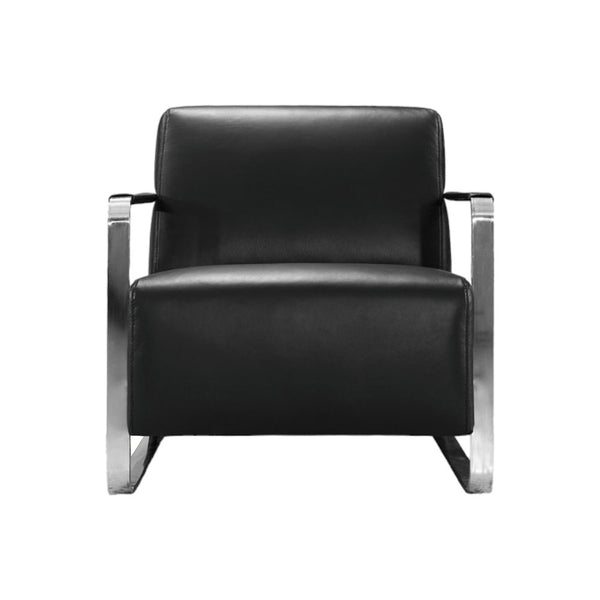 Homeroots Modern Black Leather And Chrome Accent Chair   282519