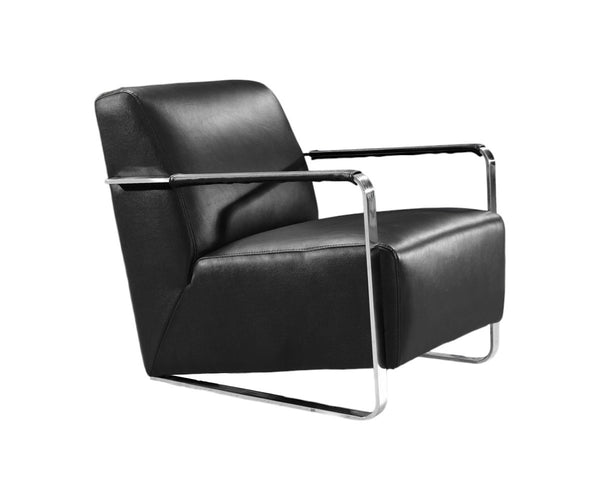 Homeroots Modern Black Leather And Chrome Accent Chair   282519