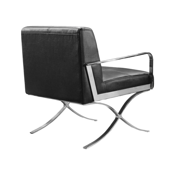 Homeroots 31" Black Leather And Steel Lounge Chair   282522