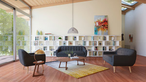 Homeroots 34" Grey Fabric  Foam  And Wood Sofa Set   282527