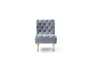 Homeroots 36" Grey Foam  Wood  And Velour Tufted Accent Chair   282529