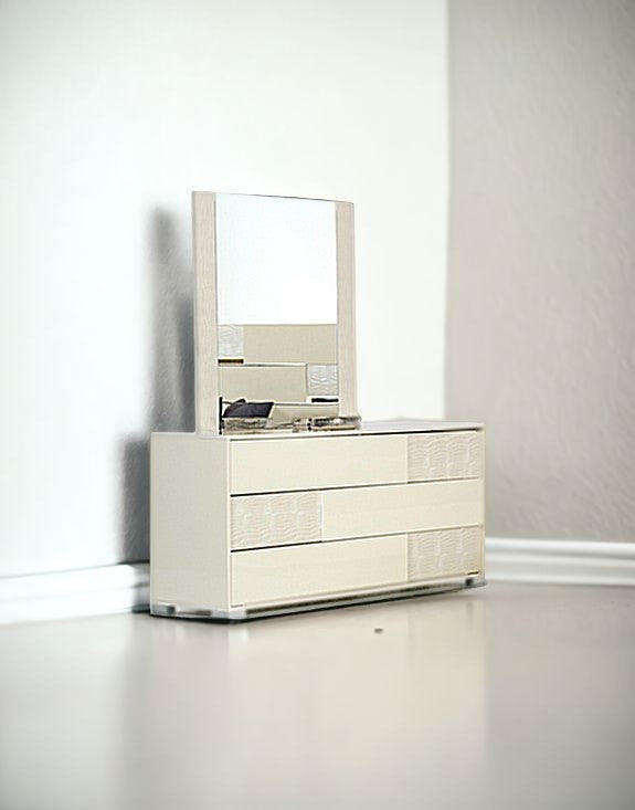 Homeroots 66" Beige Mdf Three Drawer Dresser  Manufactured Wood 282544