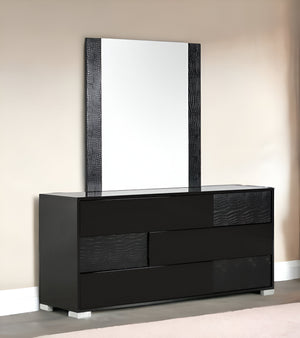 Homeroots 41" Black Mdf And Glass Mirror Black Mdf 282548