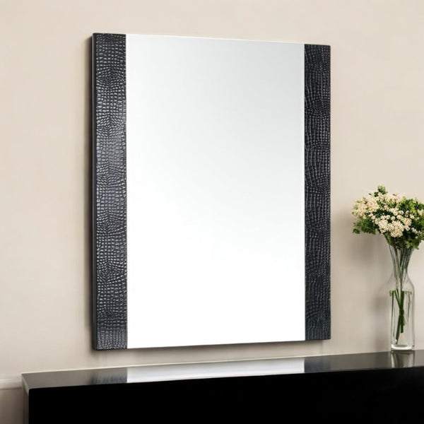 HomeRoots 41" Stylish Wood Framed Mounted Dresser Mirror – Enhance Your Space with Modern Elegance and Functionality Black 282548