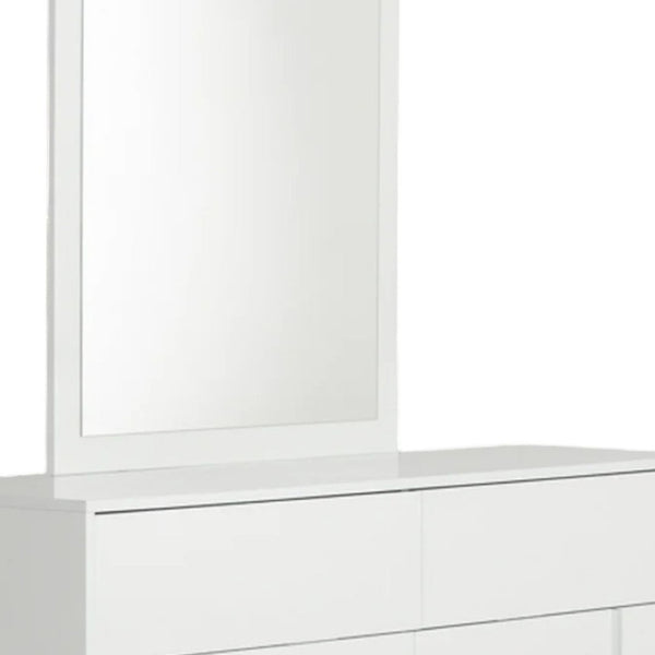 HomeRoots 41" Stylish Wood Framed Mounted Dresser Mirror – Enhance Your Space with Modern Elegance and Functionality White 282549