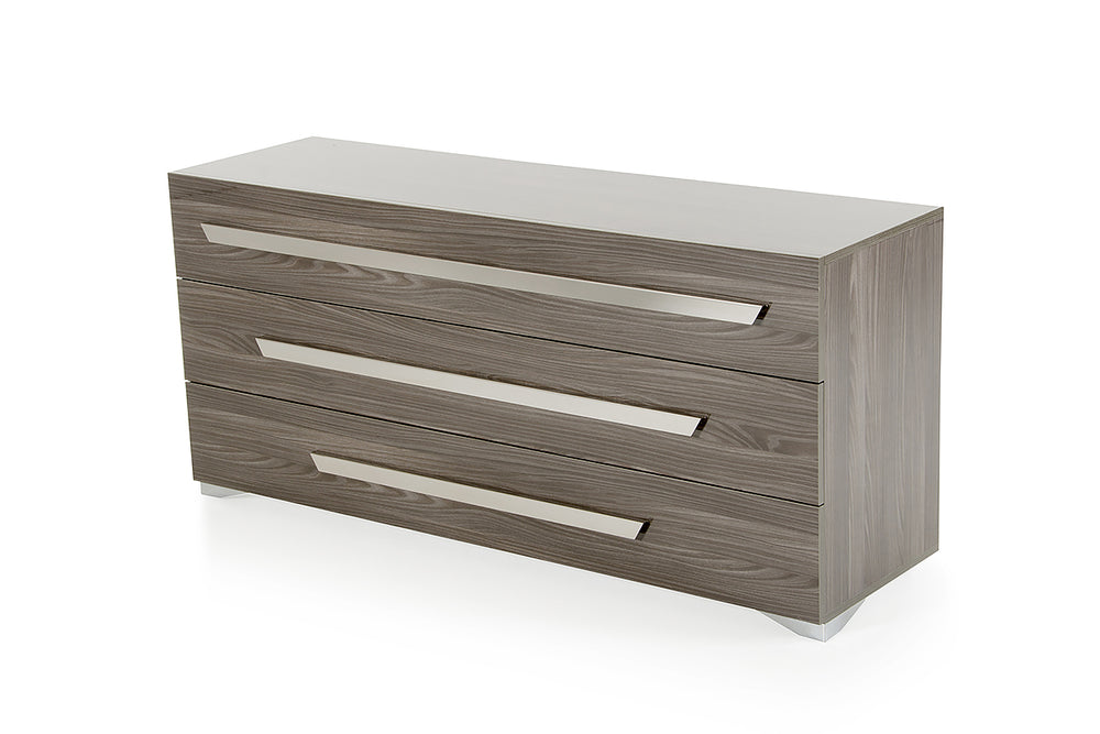 Homeroots Gray Gradient Lines Chrome 3 Drawer Dresser  Manufactured Wood 282565