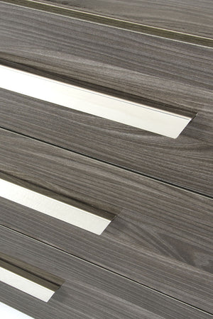 Homeroots Gray Gradient Lines Chrome 3 Drawer Dresser  Manufactured Wood 282565