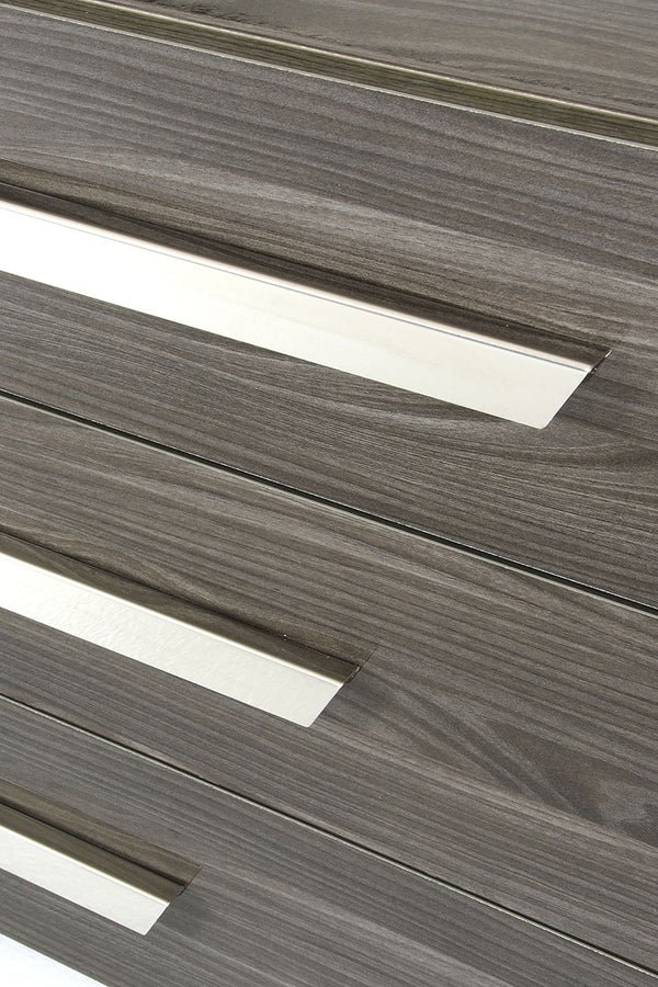 Homeroots Gray Gradient Lines Chrome 3 Drawer Dresser  Manufactured Wood 282565