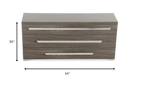 Homeroots Gray Gradient Lines Chrome 3 Drawer Dresser  Manufactured Wood 282565