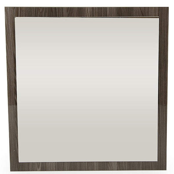 HomeRoots 41" Gray Square Wood Framed Accent Mirror - Stylish Bohemian Design for Modern Home Decor & Spaces 282566