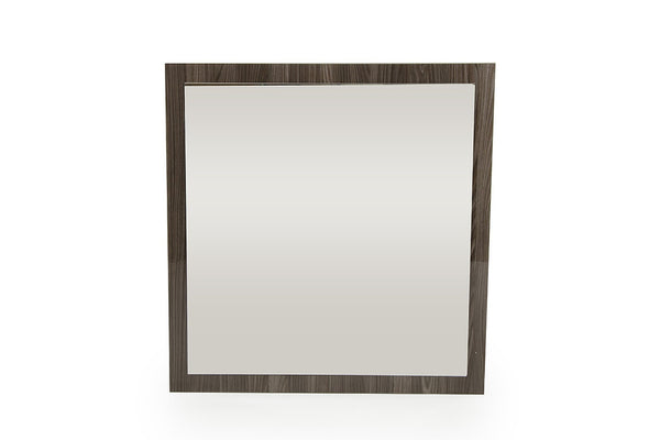 HomeRoots 41" Gray Square Wood Framed Accent Mirror - Stylish Bohemian Design for Modern Home Decor & Spaces 282566