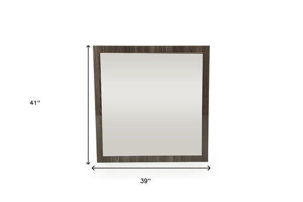 HomeRoots 41" Gray Square Wood Framed Accent Mirror - Stylish Bohemian Design for Modern Home Decor & Spaces 282566