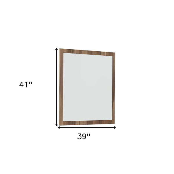 Homeroots 41" Natural Wood Framed Accent Mirror  Glass,Veneer 282583