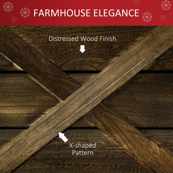 English Elm Homcom Rustic Wooden Christmas Tree Collar Box, 24" Farmhouse Decor For Holiday Charm & Safety W2225P229440