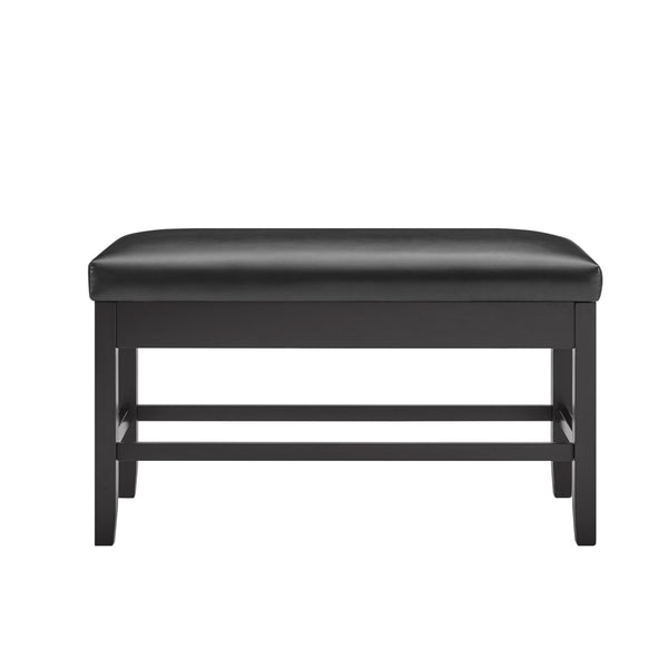 English Elm Steve Silver - Carrara Upholstered Storage Counter Bench in Black Faux Leather with Lift-Top Seat for 3 Adults B081P157436