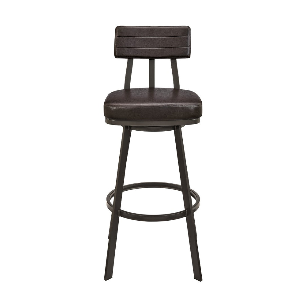 English Elm Ulina Swivel Bar Stool - Modern Brown Faux Leather Comfort With 360° Rotation & Adjustable Heights B2736P268534-GIGA