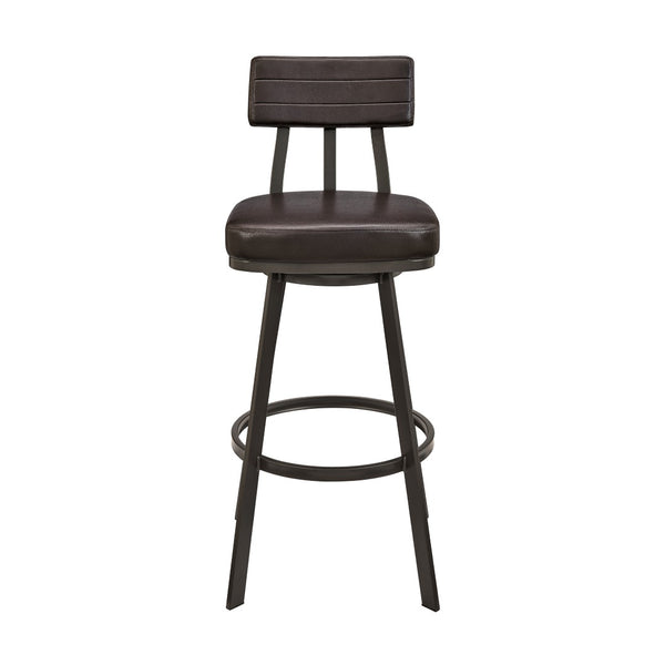 English Elm Ulina Swivel Bar Stool - Modern Brown Faux Leather Comfort With 360° Rotation & Adjustable Heights B2736P268534-GIGA