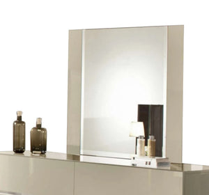 Homeroots 45" Beige Mdf  Glass  And Veneer Mirror Beige Mdf 282615