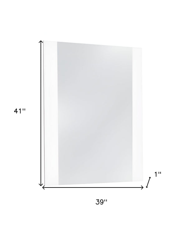 Homeroots 39" White Mdf  Steel  And Glass Mirror  Mdf 282623