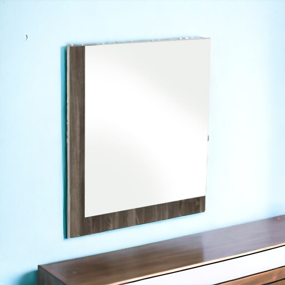 HomeRoots 41" Stylish Mounted Dresser Mirror – Industrial Design with Durable Frame for a Modern Bedroom Touch Ebony 282643