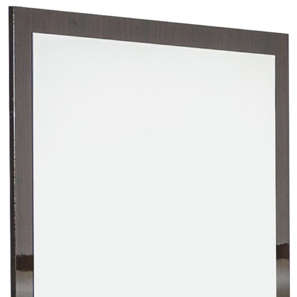 HomeRoots 41" Ebony Wood Framed Mounted Dresser Mirror – Timeless Industrial Style Enhancing Any Bedroom Decor 282659