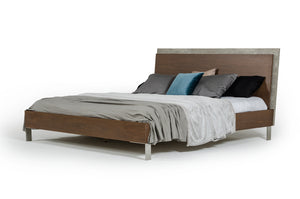 Homeroots Modern Dark Walnut & Concrete Queen Bed  Veneer,Steel,Concrete 282691