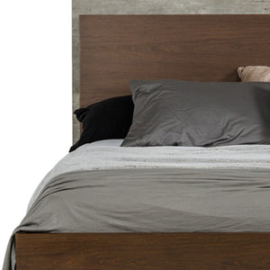 HomeRoots Modern Eastern King Bed in Dark Walnut & Concrete – Stylish, Durable Design for Contemporary Spaces 282693
