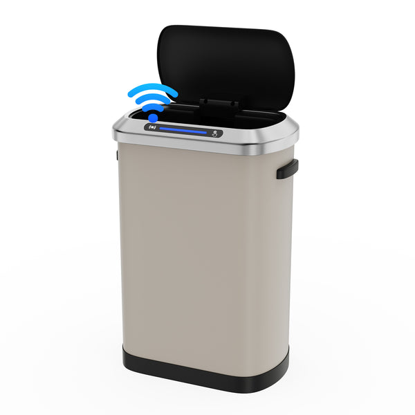 English Elm 50L Smart automatic Trash Can with Silent Slow-Close Lid, Motion Sensor, Durable 0.45mm Steel Body LIGHT GREY W1550P247975