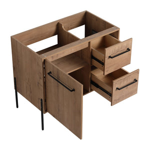 English Elm 36" Freestanding Vanity with Integrated Resin Sink Soft Close Drawers Modern Bath W999P405130