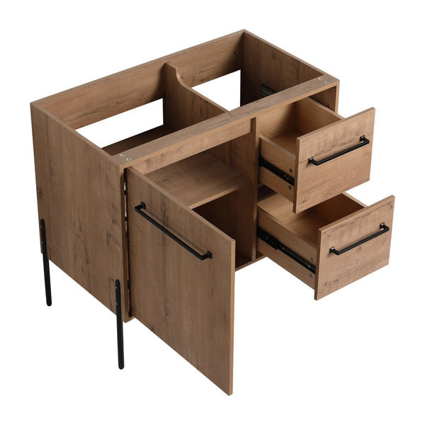 English Elm 36" Freestanding Vanity with Integrated Resin Sink Soft Close Drawers Modern Bath W999P405130