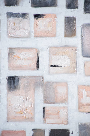 English Elm 39.4X39.4" Hand-Painted Wall Art - Modern European Stonework Design In Soft Pinks & Greys For Any Space W2078P313331