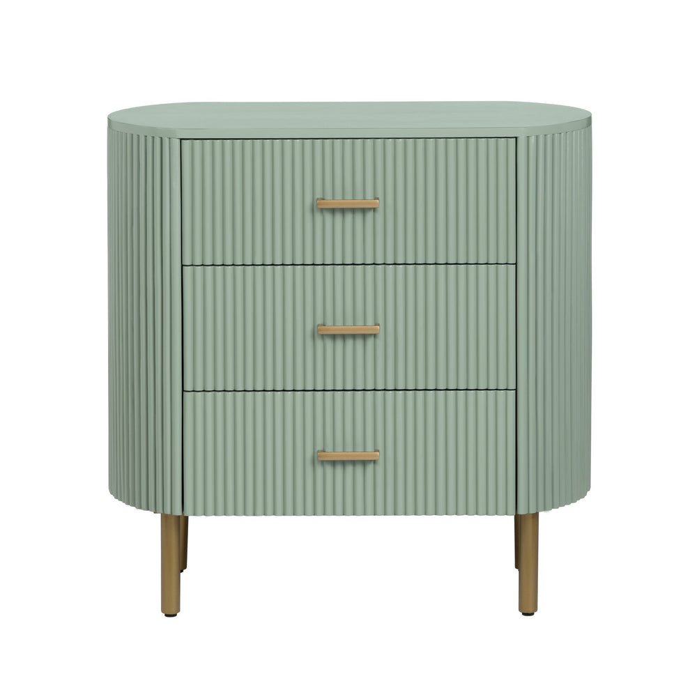 Crestview Collection Sage Fluted Oval Chest With Brass Legs - Stylish Storage Solution For Hallways, Nurseries & Offices Green Solid Wood Cvfdr1308