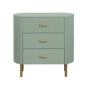 Crestview Collection Sage Fluted Oval Chest With Brass Legs - Stylish Storage Solution For Hallways, Nurseries & Offices Green Solid Wood Cvfdr1308