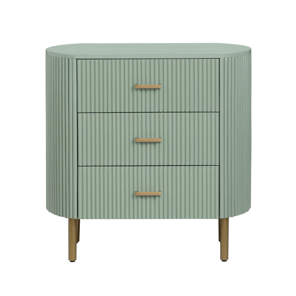 Crestview Collection Sage Fluted Oval Chest With Brass Legs - Stylish Storage Solution For Hallways, Nurseries & Offices Green Solid Wood Cvfdr1308