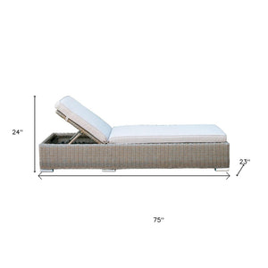 HomeRoots 75" Brown Chaise Lounge with Beige Cushion - Stylish Outdoor Recliner for Ultimate Comfort & Relaxation 282700
