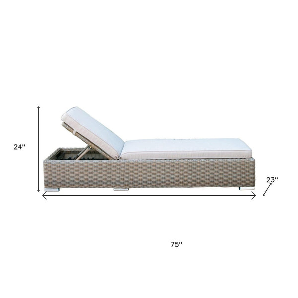 HomeRoots 75" Brown Chaise Lounge with Beige Cushion - Stylish Outdoor Recliner for Ultimate Comfort & Relaxation 282700