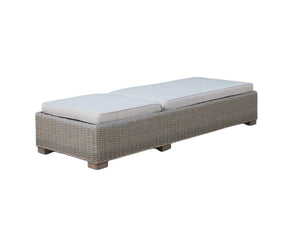 Homeroots 75" Brown Chaise Lounge With Beige Cushion  Rattan 282700