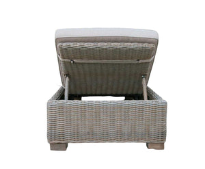 Homeroots 75" Brown Chaise Lounge With Beige Cushion  Rattan 282700