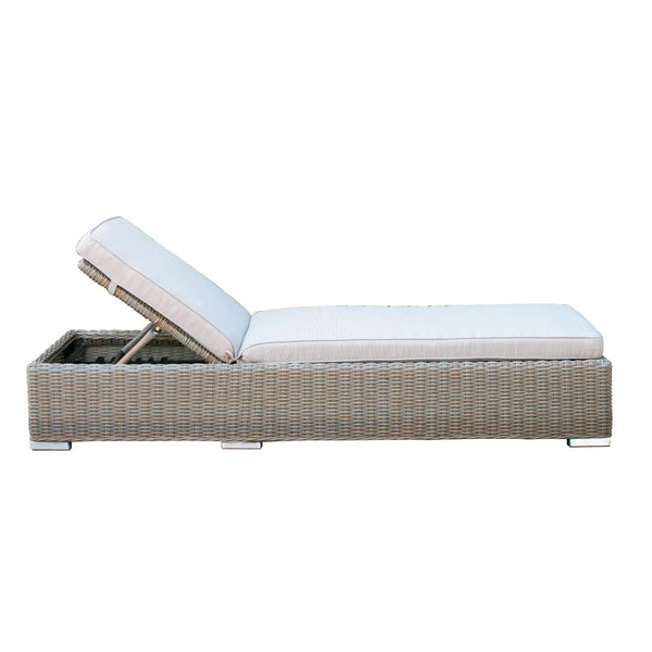 HomeRoots 75" Brown Chaise Lounge with Beige Cushion - Stylish Outdoor Recliner for Ultimate Comfort & Relaxation 282700