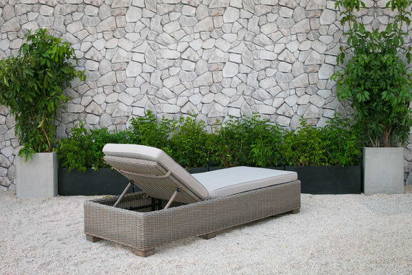 Homeroots 75" Brown Chaise Lounge With Beige Cushion  Rattan 282700