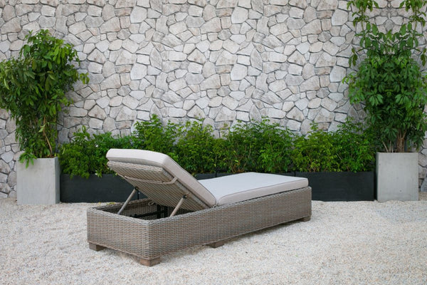 HomeRoots 75" Brown Chaise Lounge with Beige Cushion - Stylish Outdoor Recliner for Ultimate Comfort & Relaxation 282700
