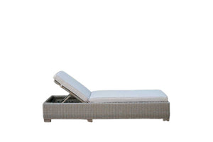 Homeroots 75" Brown Chaise Lounge With Beige Cushion  Rattan 282700