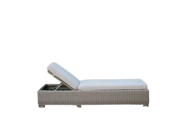 Homeroots 75" Brown Chaise Lounge With Beige Cushion  Rattan 282700