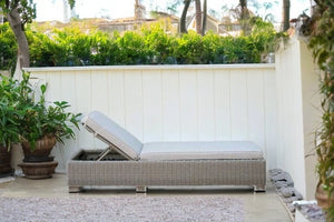 Homeroots 75" Brown Chaise Lounge With Beige Cushion  Rattan 282700